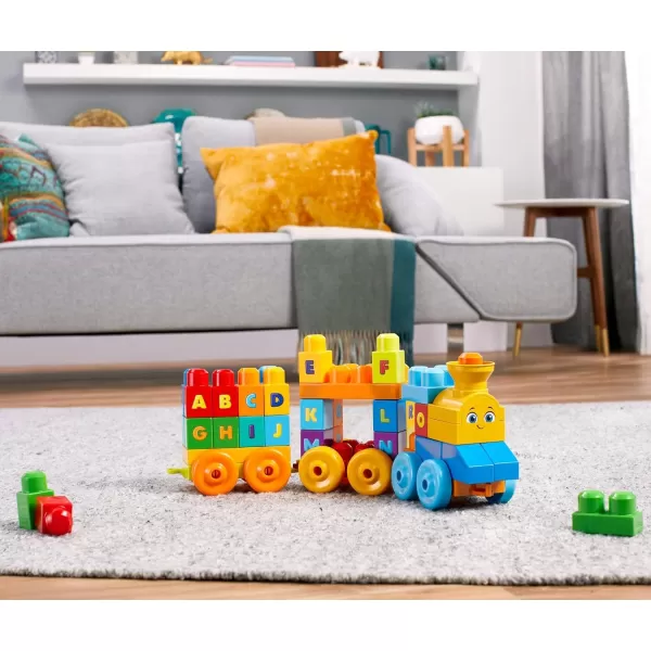 MEGA BLOKS First Builders Toddler Building Blocks Toy Set ABC Musical Train with 50 Pieces Music and Sounds Ages 1 YearsABC Musical Train