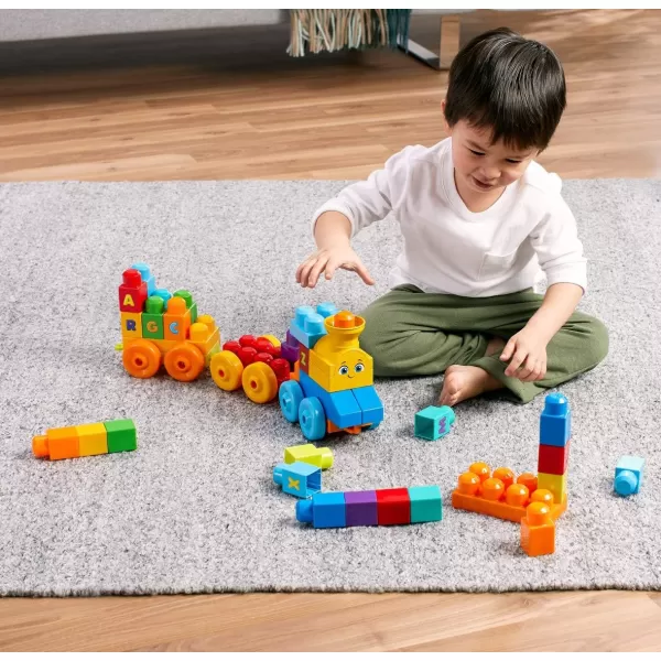 MEGA BLOKS First Builders Toddler Building Blocks Toy Set ABC Musical Train with 50 Pieces Music and Sounds Ages 1 YearsABC Musical Train