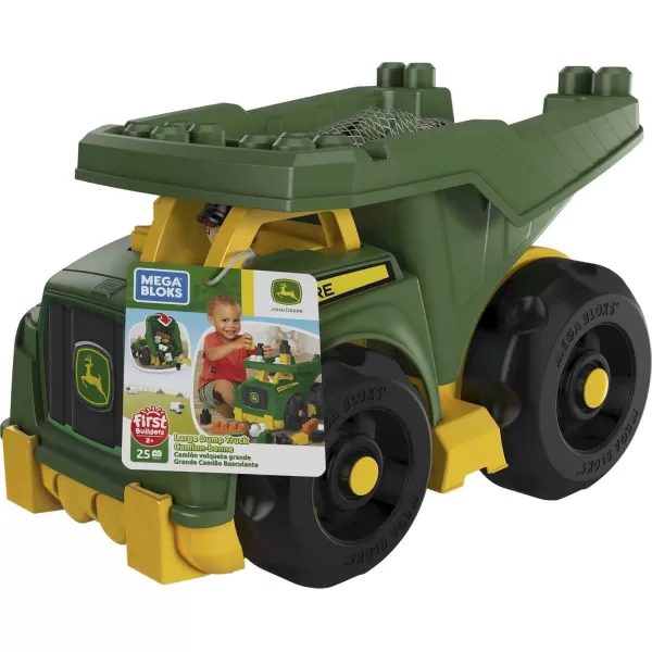 Mega BLOKS John Deere Toddler Building Blocks Toy Set Dump Truck with 25 Pieces and Storage 1 Figure Green Ages 1 Years