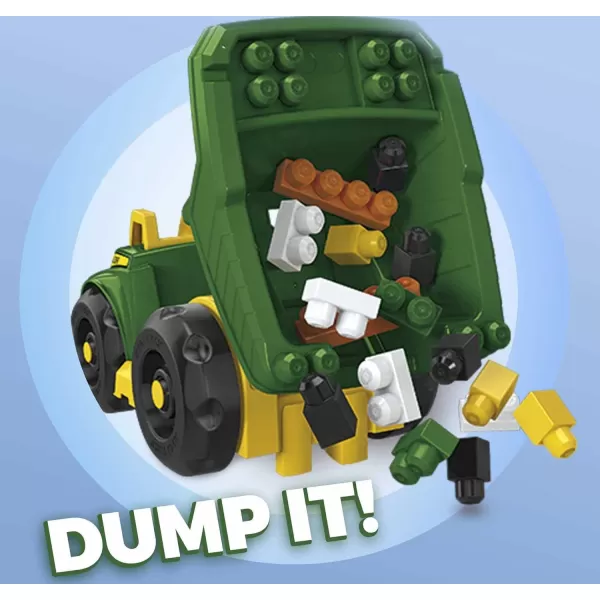 Mega BLOKS John Deere Toddler Building Blocks Toy Set Dump Truck with 25 Pieces and Storage 1 Figure Green Ages 1 Years