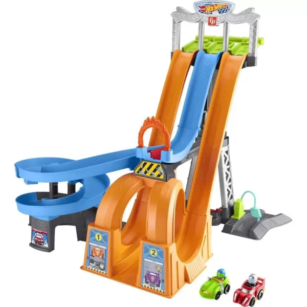 FisherPrice Little People Toddler Toy Hot Wheels Racing Loops Tower Race Track with Stunt Ramp ampamp Sounds for Pretend Play Ages 18 MonthsRacing