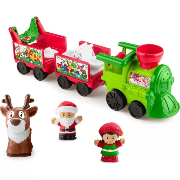 FisherPrice Little People Toddler Toy Musical Christmas Train with Santa Elf ampamp Reindeer Figures for Pretend Play Kids Ages 1 Years