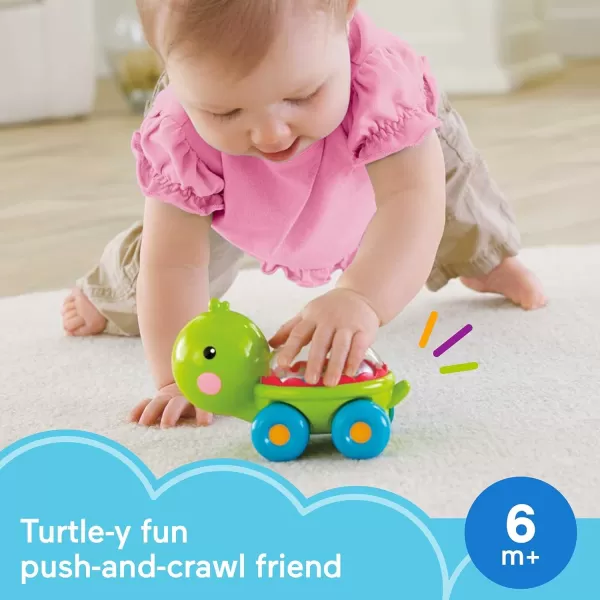 FisherPrice Baby Crawling Toy Poppity Pop Turtle PushAlong Vehicle with Ball Popping Sounds for Infants Ages 6 Months