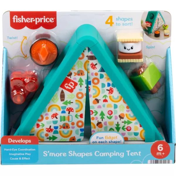 FisherPrice Baby Developmental Toy SMore Shapes Camping Tent Block Sorting Activity for Infants Ages 6 MonthsCamping Tent