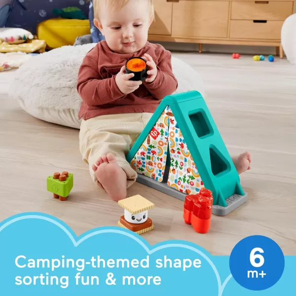 FisherPrice Baby Developmental Toy SMore Shapes Camping Tent Block Sorting Activity for Infants Ages 6 MonthsCamping Tent