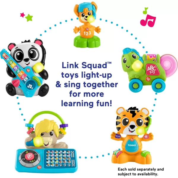 FisherPrice Baby Learning Toy Link Squad Bop ampamp Groove Tiger with Music ampamp Lights for Ages 9 Months Compatible Only with Link Squad Items