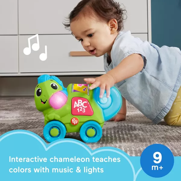 FisherPrice Baby Learning Toy Link Squad Crawl n Colors Chameleon with Music ampamp Lights for Ages 9 Months Compatible Only with Link Squad Items