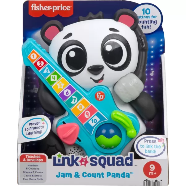 FisherPrice Baby Learning Toy Link Squad Jam ampamp Count Panda with Music ampamp Lights for Ages 9 Months Compatible Only with Link Squad Items