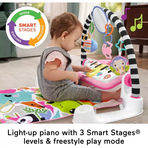 FisherPrice Baby Playmat Deluxe Kick ampamp Play Piano Gym Green Musical Learning Toy with 2 Rattle Maracas for Developmental Play Newborns 0 MonthsPink