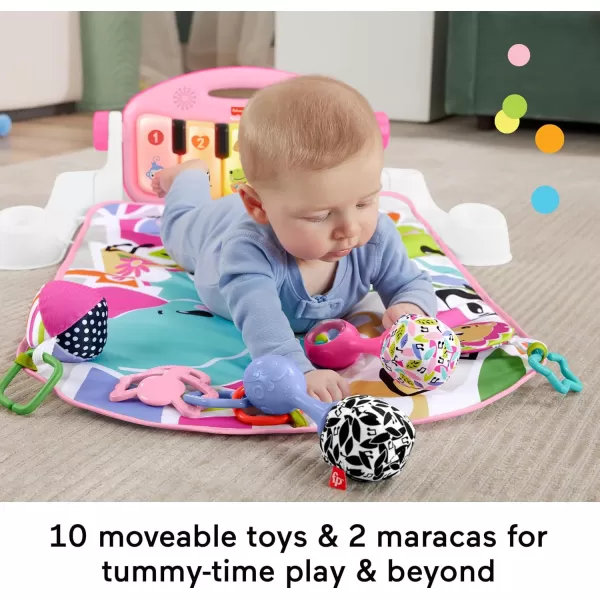 FisherPrice Baby Playmat Deluxe Kick ampamp Play Piano Gym Green Musical Learning Toy with 2 Rattle Maracas for Developmental Play Newborns 0 MonthsPink