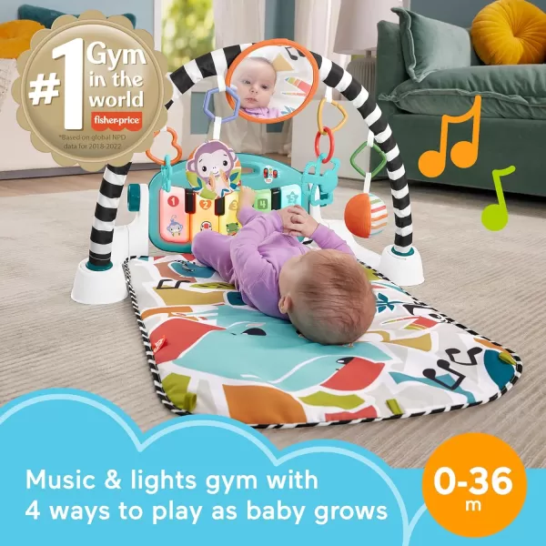 FisherPrice Baby Playmat Glow and Grow Kick ampamp Play Piano Gym Pink Musical Learning Toy with Developmental Activities for Newborns 0 MonthsLight Blue