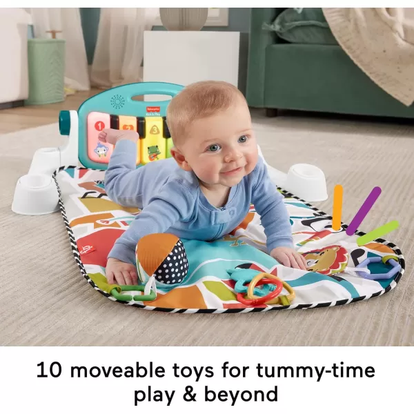 FisherPrice Baby Playmat Glow and Grow Kick ampamp Play Piano Gym Pink Musical Learning Toy with Developmental Activities for Newborns 0 MonthsLight Blue