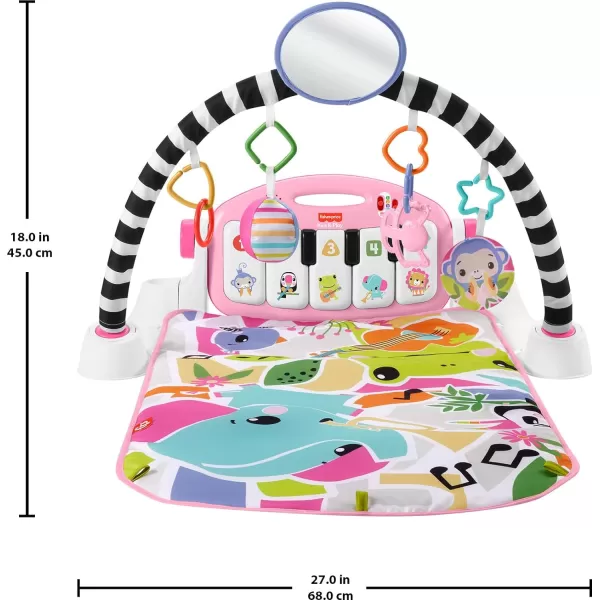 FisherPrice Baby Playmat Glow and Grow Kick ampamp Play Piano Gym Pink Musical Learning Toy with Developmental Activities for Newborns 0 MonthsPink