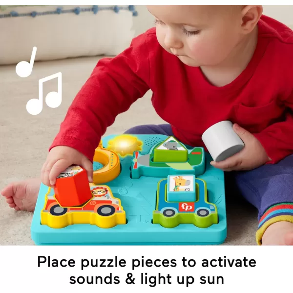 FisherPrice Baby Sorting Toy Shapes ampamp Sounds Vehicle Puzzle with Music ampamp Lights for Fine Motor Play Ages 9M