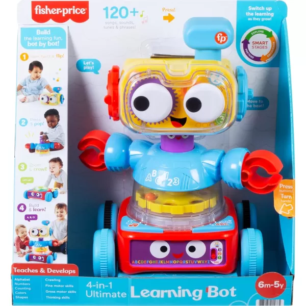 FisherPrice Baby Toddler ampamp Preschool Toy 4in1 Learning Bot with Music Lights ampamp Smart Stages Content for Kids Ages 6 Months Amazon Exclusive