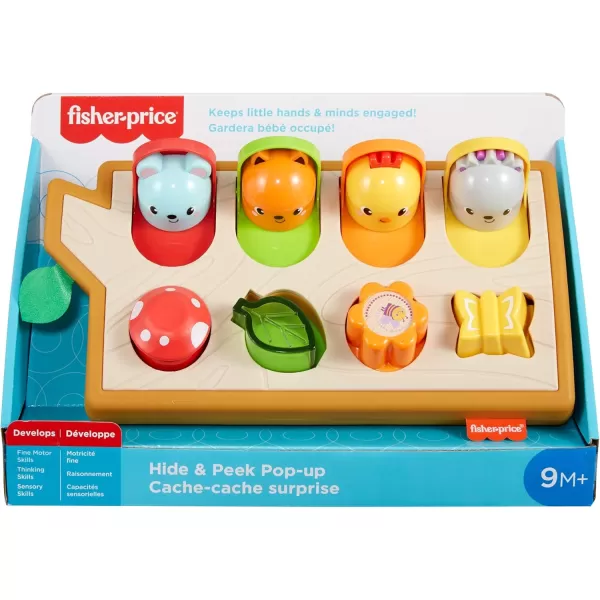 FisherPrice Baby Toy Hide ampamp Peek PopUp AnimalThemed Sensory Activity with Wood Accents ampamp Sounds for Ages 9 Months