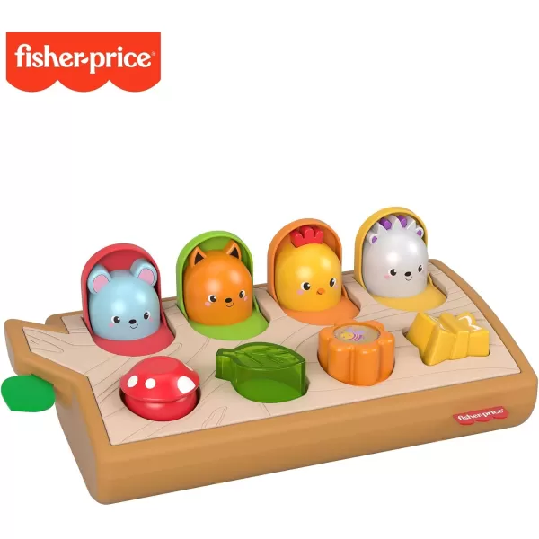 FisherPrice Baby Toy Hide ampamp Peek PopUp AnimalThemed Sensory Activity with Wood Accents ampamp Sounds for Ages 9 Months