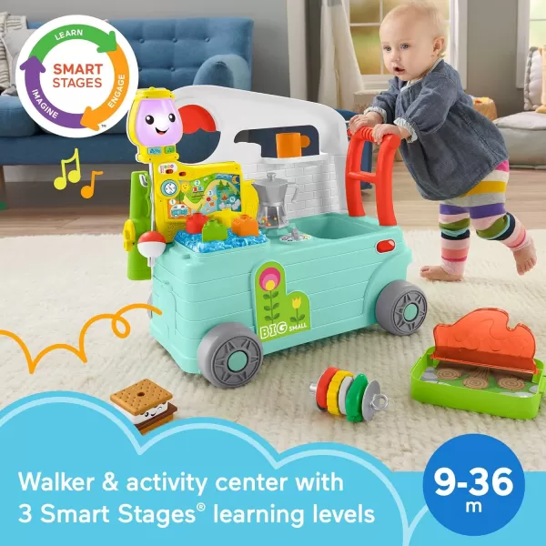 FisherPrice Baby to Toddler Toy Laugh ampamp Learn 3in1 OntheGo Camper Walker ampamp Activity Center with Smart Stages for Ages 9 Months TanGreenTeal