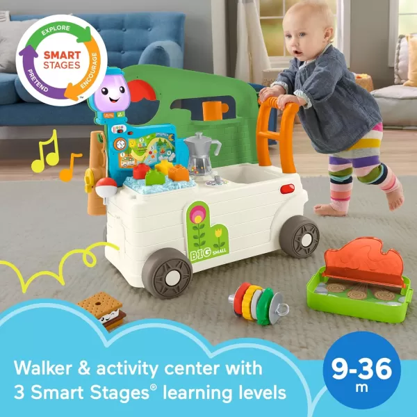 FisherPrice Baby to Toddler Toy Laugh ampamp Learn 3in1 OntheGo Camper Walker ampamp Activity Center with Smart Stages for Ages 9 Months TanGreenWhite