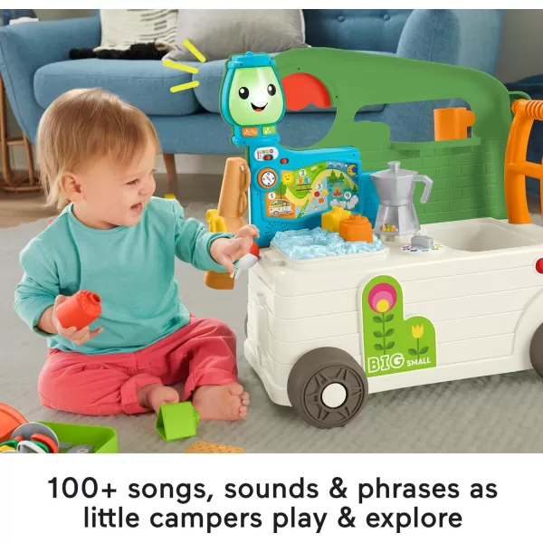 FisherPrice Baby to Toddler Toy Laugh ampamp Learn 3in1 OntheGo Camper Walker ampamp Activity Center with Smart Stages for Ages 9 Months TanGreenWhite