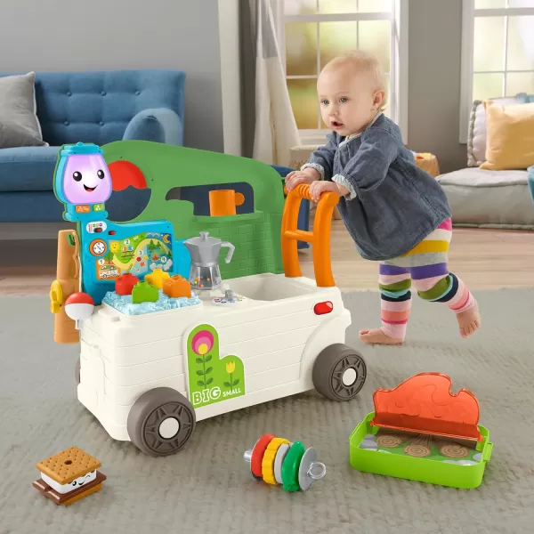 FisherPrice Baby to Toddler Toy Laugh ampamp Learn 3in1 OntheGo Camper Walker ampamp Activity Center with Smart Stages for Ages 9 Months TanGreenWhite