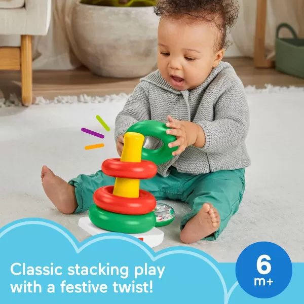 FisherPrice Infant Toy Set with Babys First Blocks 10 Shapes and RockaStack Ring Stacking Toy for Ages 6 Months Amazon ExclusiveHoliday RockAStack