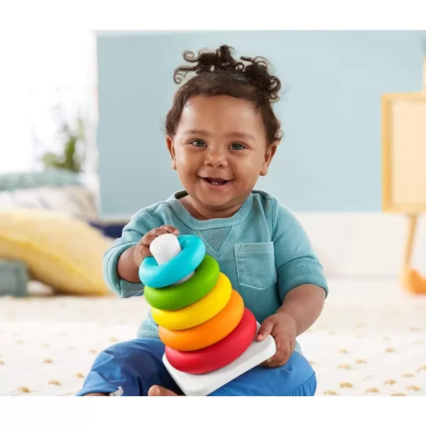 FisherPrice Infant Toy Set with Babys First Blocks 10 Shapes and RockaStack Ring Stacking Toy for Ages 6 Months Amazon ExclusivePlantBased Materials