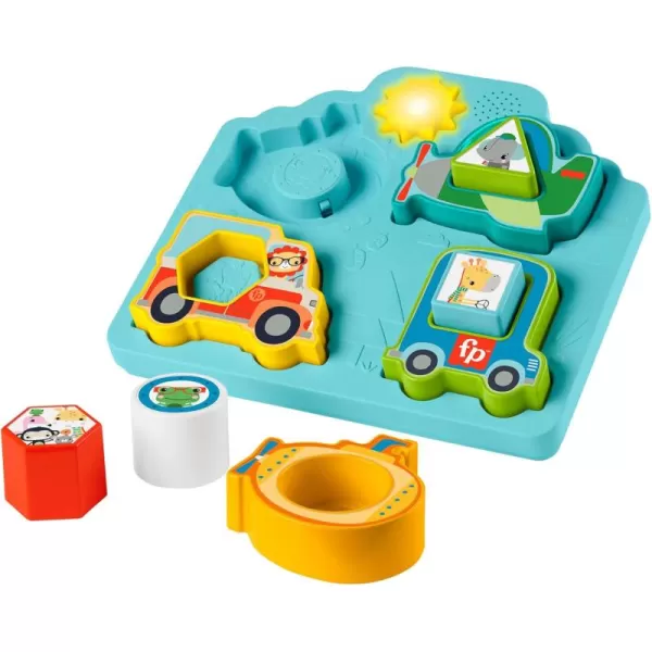 FisherPrice Baby Sorting Toy Shapes ampamp Sounds Vehicle Puzzle with Music ampamp Lights for Fine Motor Play Ages 9M