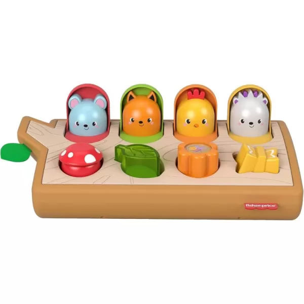 FisherPrice Baby Toy Hide ampamp Peek PopUp AnimalThemed Sensory Activity with Wood Accents ampamp Sounds for Ages 9 Months