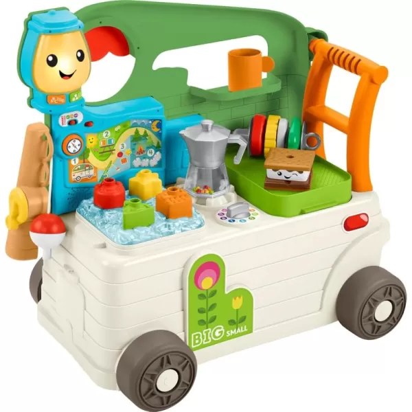 FisherPrice Baby to Toddler Toy Laugh ampamp Learn 3in1 OntheGo Camper Walker ampamp Activity Center with Smart Stages for Ages 9 Months TanGreenWhite