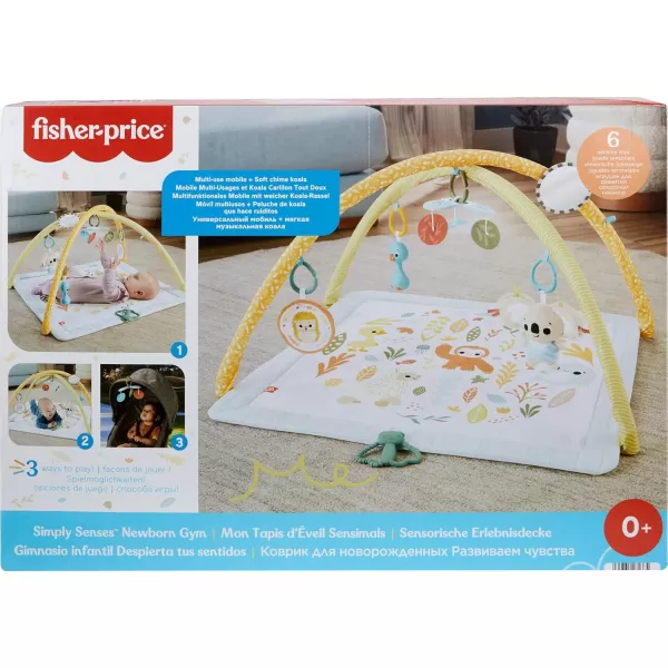 imageFisherPrice Baby Playmat Simply Senses Newborn Gym with Mobile ampamp Sensory Activity Toys for Developmental Play Ages 0 Months