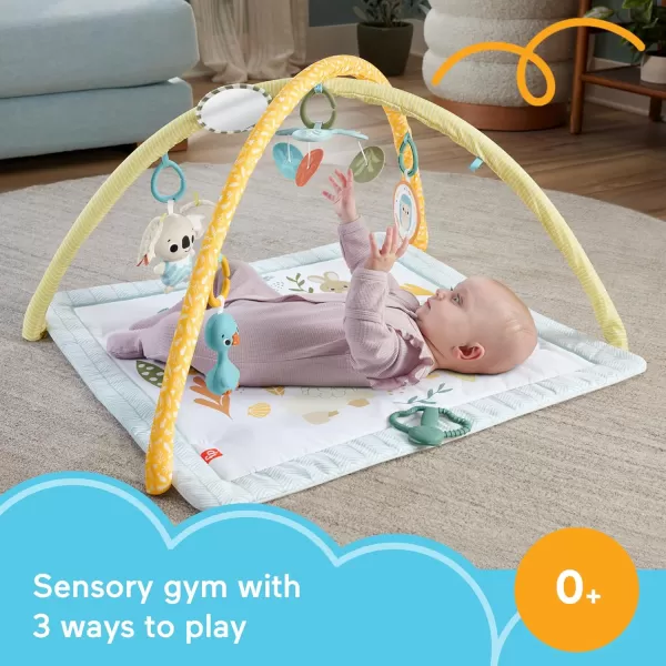 imageFisherPrice Baby Playmat Simply Senses Newborn Gym with Mobile ampamp Sensory Activity Toys for Developmental Play Ages 0 Months