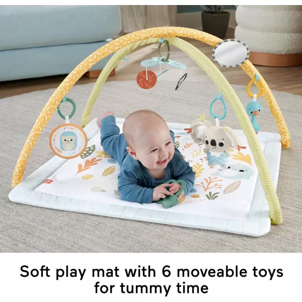 imageFisherPrice Baby Playmat Simply Senses Newborn Gym with Mobile ampamp Sensory Activity Toys for Developmental Play Ages 0 Months