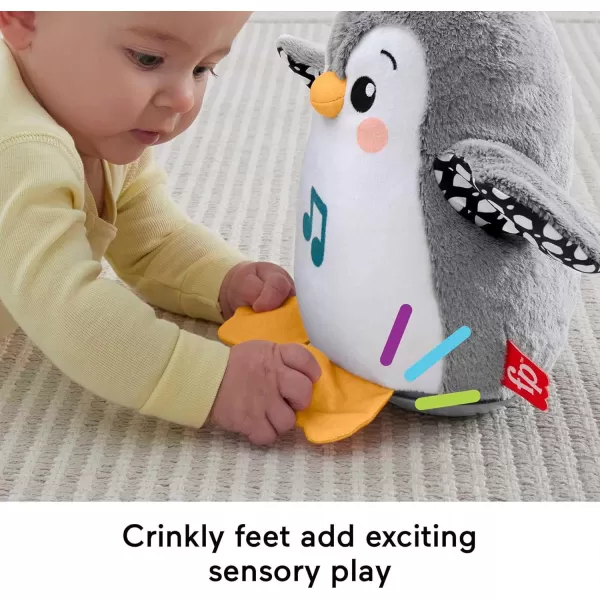 imageFisherPrice Baby Tummy Time Toy Flap ampamp Wobble Penguin Plush with Music ampamp Motion for Sensory Play Newborns Ages 0 MonthsModern