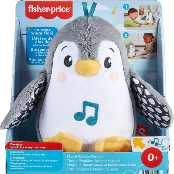 imageFisherPrice Baby Tummy Time Toy Flap ampamp Wobble Penguin Plush with Music ampamp Motion for Sensory Play Newborns Ages 0 MonthsModern