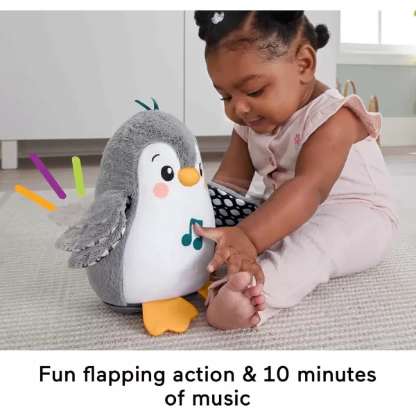 imageFisherPrice Baby Tummy Time Toy Flap ampamp Wobble Penguin Plush with Music ampamp Motion for Sensory Play Newborns Ages 0 MonthsModern