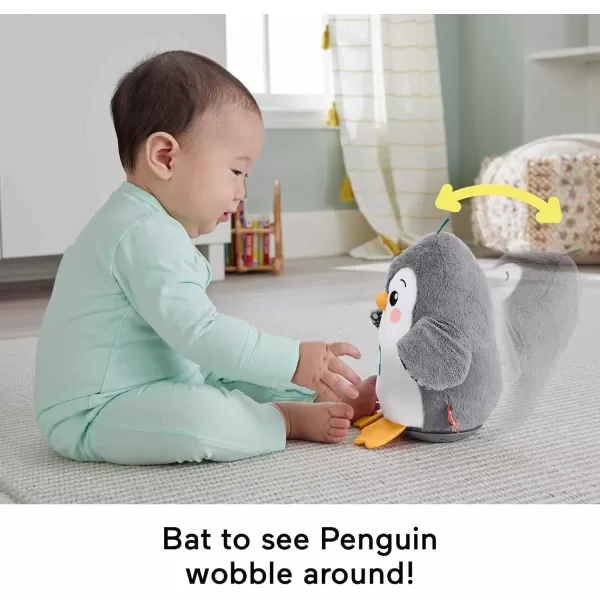 imageFisherPrice Baby Tummy Time Toy Flap ampamp Wobble Penguin Plush with Music ampamp Motion for Sensory Play Newborns Ages 0 MonthsModern