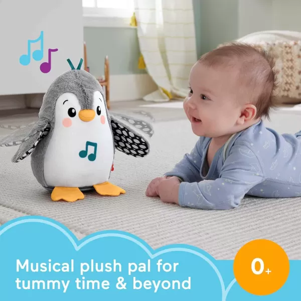 imageFisherPrice Baby Tummy Time Toy Flap ampamp Wobble Penguin Plush with Music ampamp Motion for Sensory Play Newborns Ages 0 MonthsModern