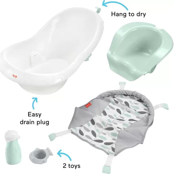 imageFisherPrice Baby to Toddler Bath 4in1 Sling n Seat Tub with Removable Infant Support and 2 Toys Climbing LeavesClimbing Leaves