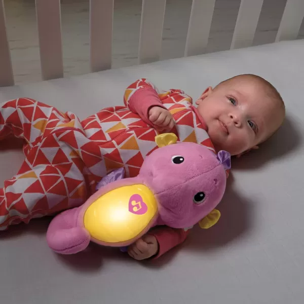 imageFisherPrice Musical Baby Toy Soothe ampamp Glow Seahorse Pink Plush Sound Machine with Lights ampamp Volume Control for NewbornsPink EasytoOpen Packaging