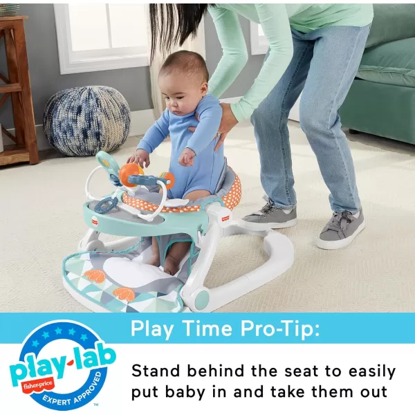 imageFisherPrice Portable Baby Chair Premium SitMeUp Floor Seat with Snack Tray Toy Bar ampamp Plush Washable Seat Pad PeekaBoo FoxPenguin