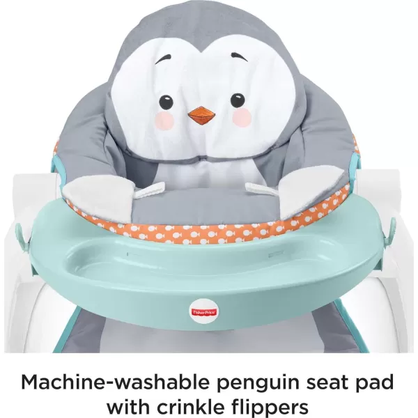 imageFisherPrice Portable Baby Chair Premium SitMeUp Floor Seat with Snack Tray Toy Bar ampamp Plush Washable Seat Pad PeekaBoo FoxPenguin