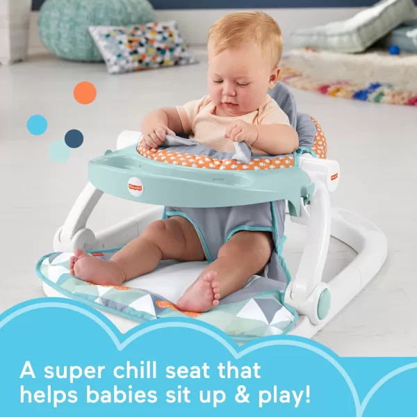 imageFisherPrice Portable Baby Chair Premium SitMeUp Floor Seat with Snack Tray Toy Bar ampamp Plush Washable Seat Pad PeekaBoo FoxPenguin