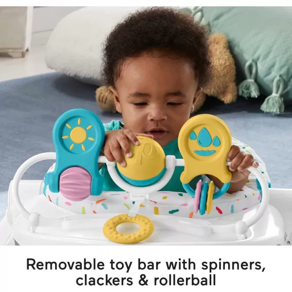 imageFisherPrice Portable Baby Chair Premium SitMeUp Floor Seat with Snack Tray Toy Bar ampamp Plush Washable Seat Pad PeekaBoo FoxRainbow Sprinkles