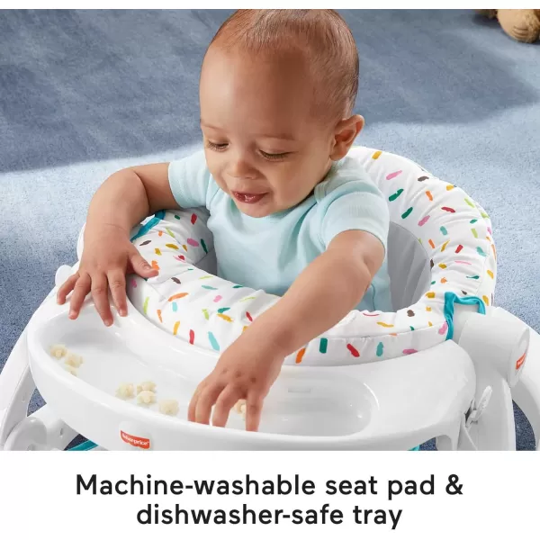 imageFisherPrice Portable Baby Chair Premium SitMeUp Floor Seat with Snack Tray Toy Bar ampamp Plush Washable Seat Pad PeekaBoo FoxRainbow Sprinkles