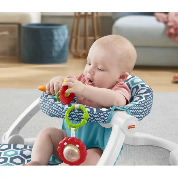 imageFisherPrice Portable Baby Chair SitMeUp Floor Seat with Developmental Toys ampamp Machine Washable Seat Pad FroggyBlue