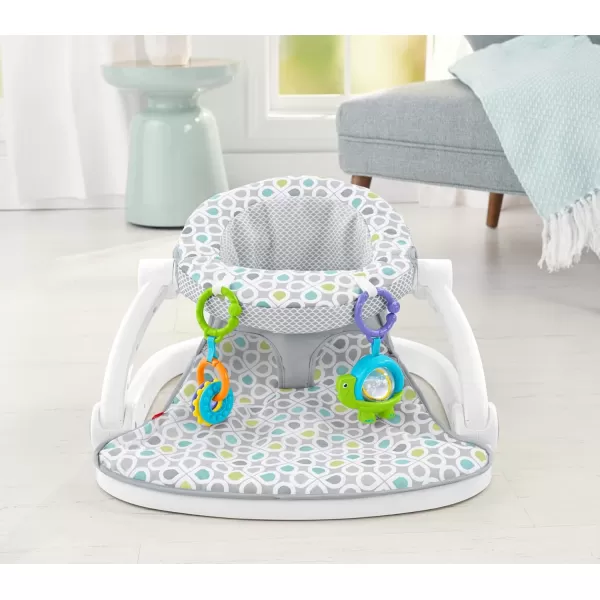 imageFisherPrice Portable Baby Chair SitMeUp Floor Seat with Developmental Toys ampamp Machine Washable Seat Pad FroggyGrey