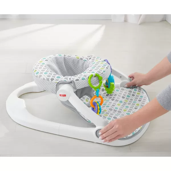 imageFisherPrice Portable Baby Chair SitMeUp Floor Seat with Developmental Toys ampamp Machine Washable Seat Pad FroggyGrey