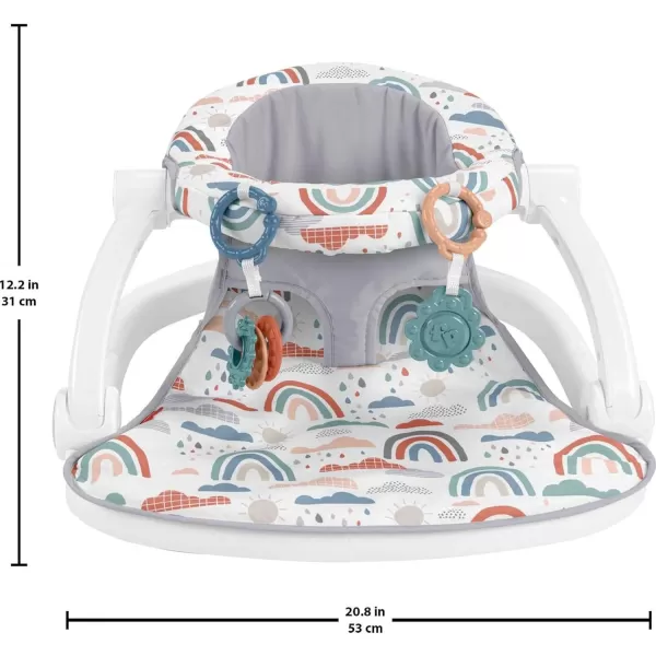 imageFisherPrice Portable Baby Chair SitMeUp Floor Seat with Developmental Toys ampamp Machine Washable Seat Pad FroggyRainbow Showers