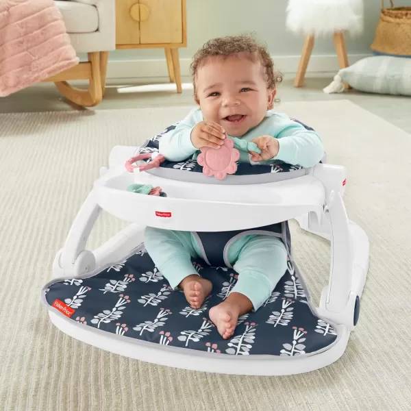 imageFisherPrice Portable Baby Chair SitMeUp Floor Seat with Snack Tray Developmental Toys ampamp Washable Seat Pad Cute SlothNavy Garden